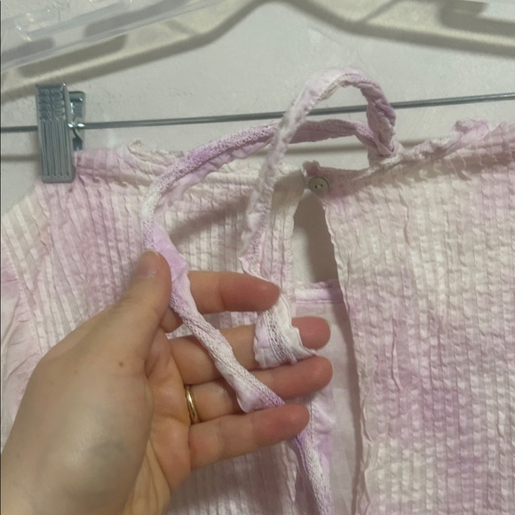 Aritzia Wilfred la boheme Elia Ruffled Tie Dye Prairie Mini Dress drop waist - Picture 12 of 12